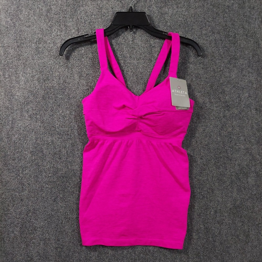 New Athleta Tank Top Womens Large Pink Intertwine 2 Unstinkable Built In Bra